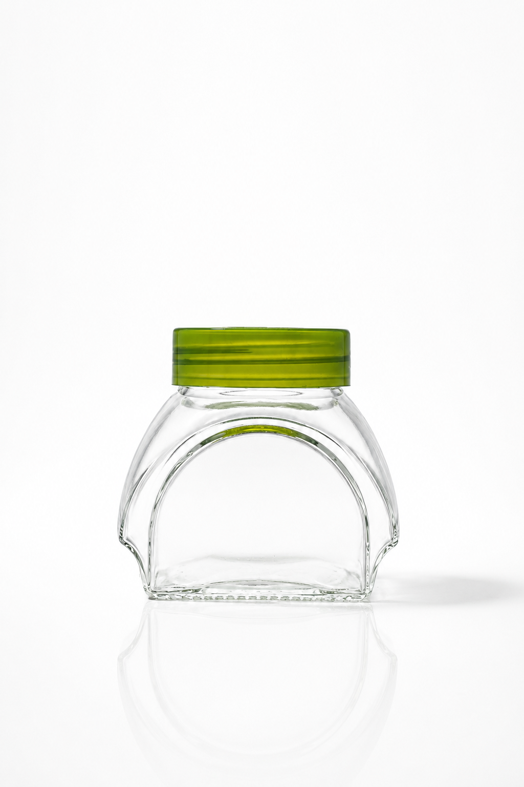 Clear Glass Honey Jar with Green Plastic Screw Lid